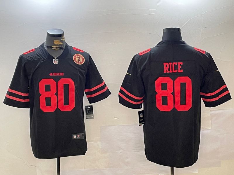 Men San Francisco 49ers #80 Rice Black Second generations 2024 Nike Limited NFL Jersey style 4